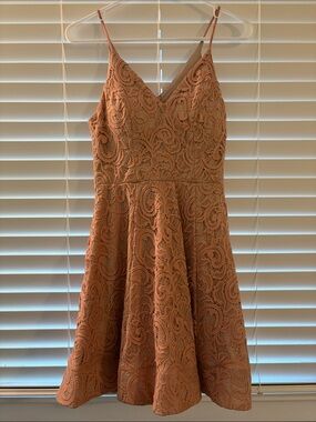 Macys Lace Fit-and-Flare Spaghetti Strap Dress - Peach
